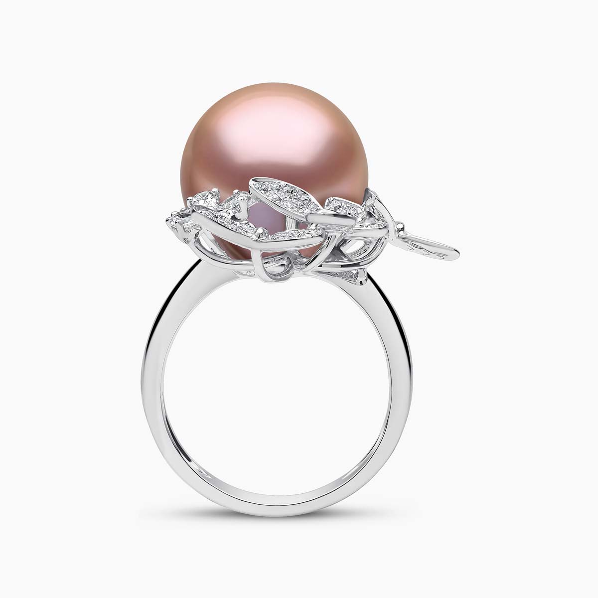 Duchess 18K Gold Pink Freshwater Pearl Diamond Ring