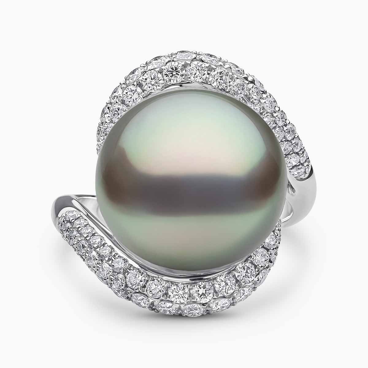 Duchess 18K Gold Tahitian Pearl and Diamond Ring