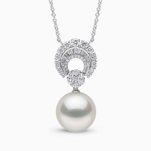 Duchess 18K Gold Pearl Drop and Diamond Hoop Motif Pendant