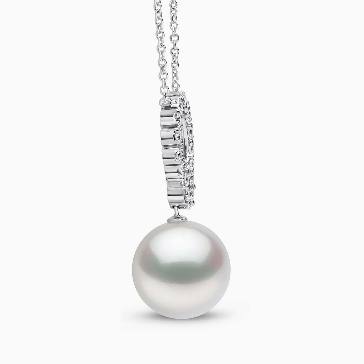 Duchess 18K Gold Pearl Drop and Diamond Hoop Motif Pendant