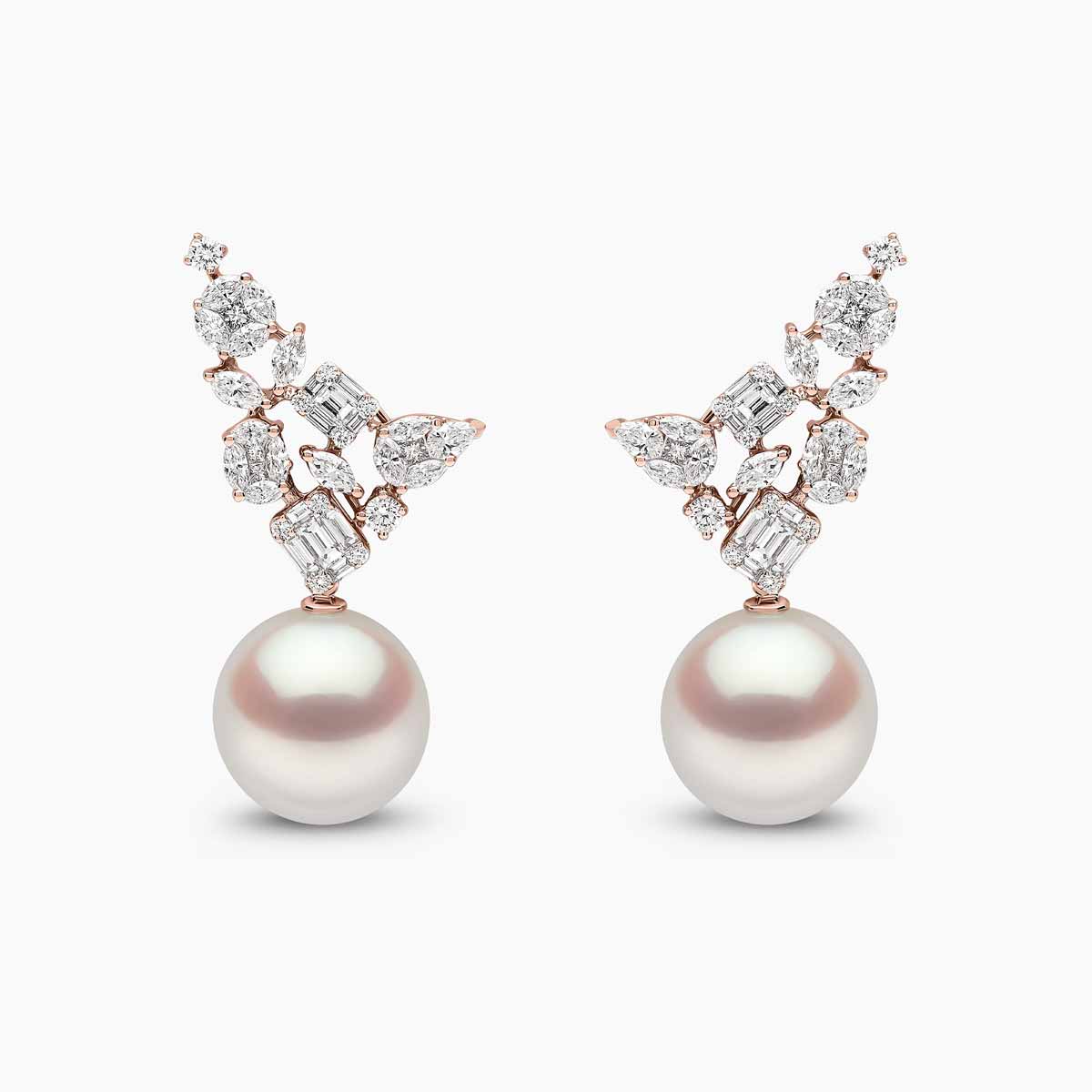 Glitz 18K Gold South Sea Pearl and Diamond Brilliance Earrings