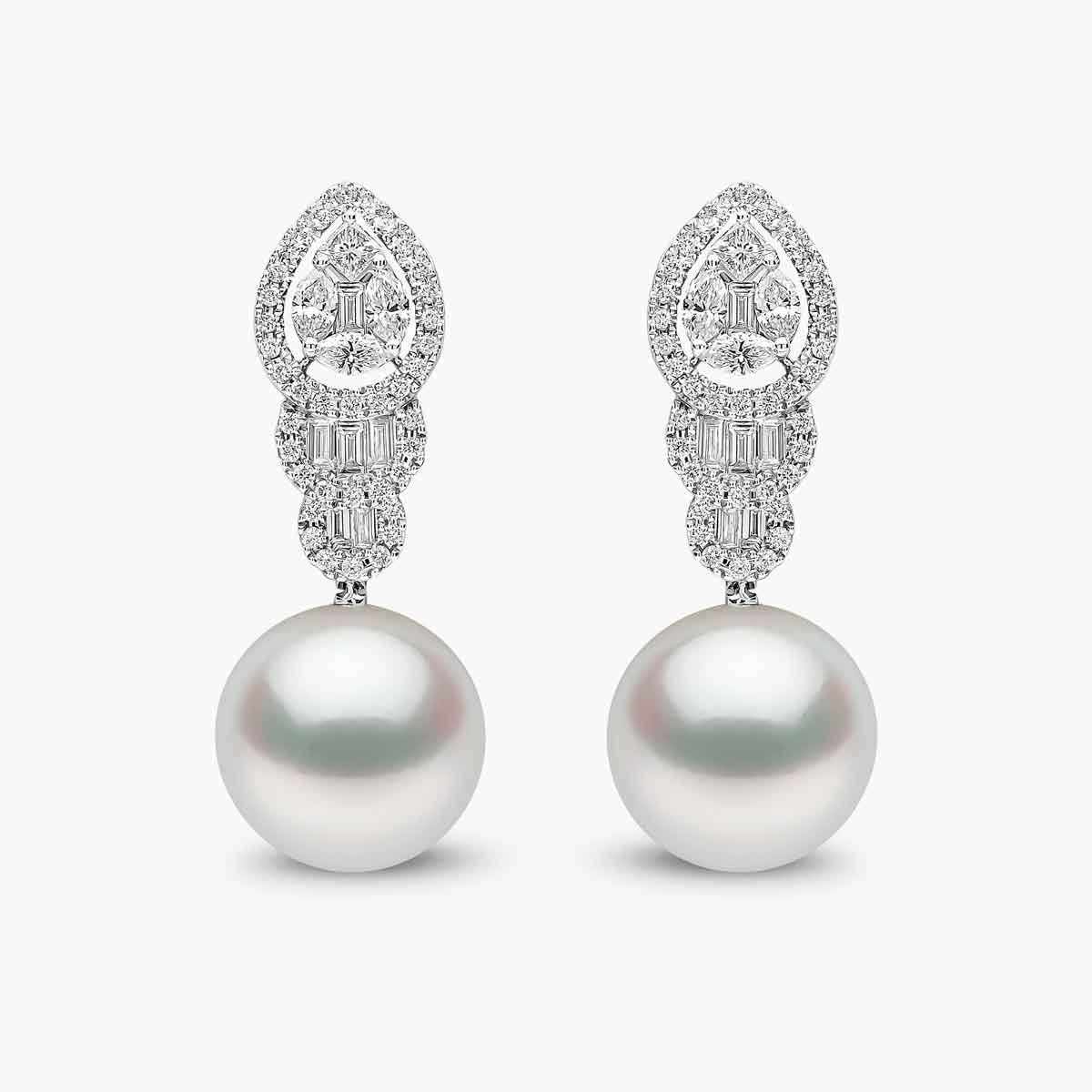 Glitz 18K Gold South Sea Pearl and Diamond Drop Earrings