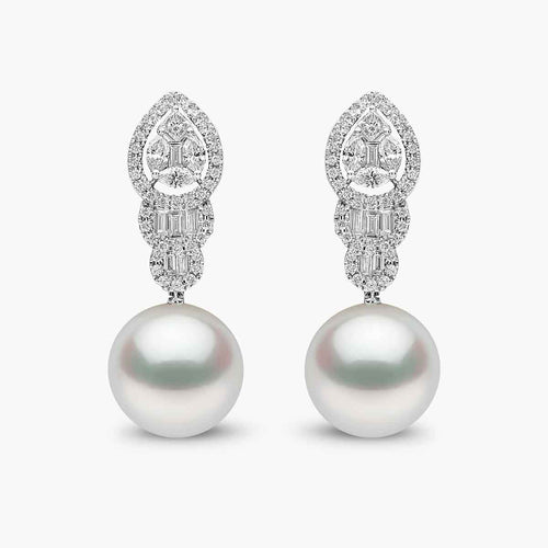 Glitz 18K Gold South Sea Pearl and Diamond Drop Earrings