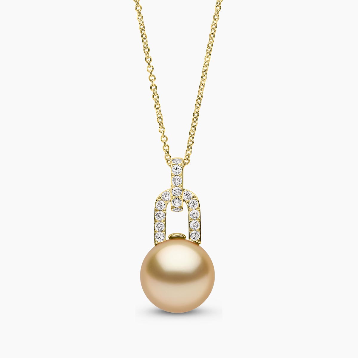Jazz 18K Gold Pearl and Diamond Link Pendant