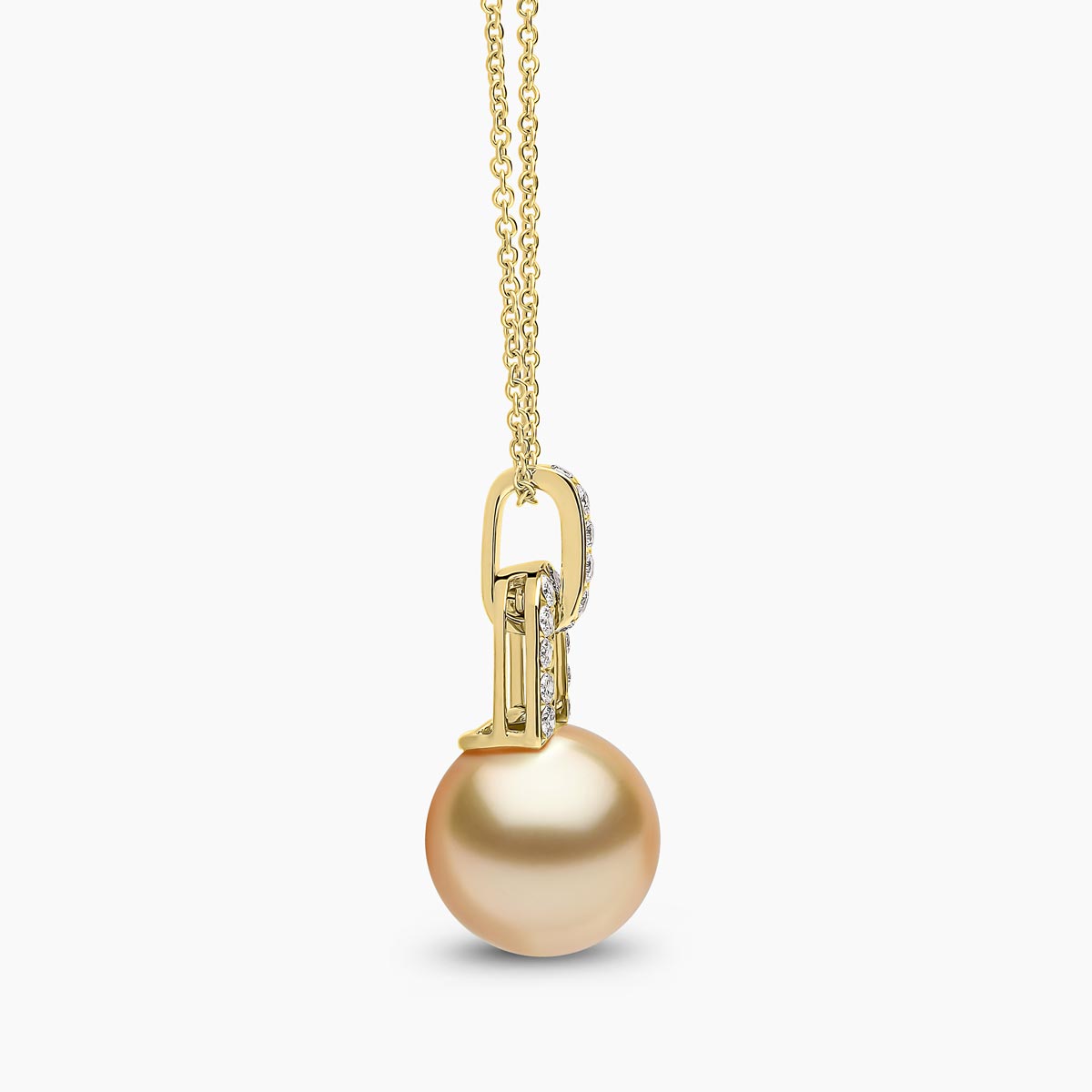 Jazz 18K Gold Pearl and Diamond Link Pendant