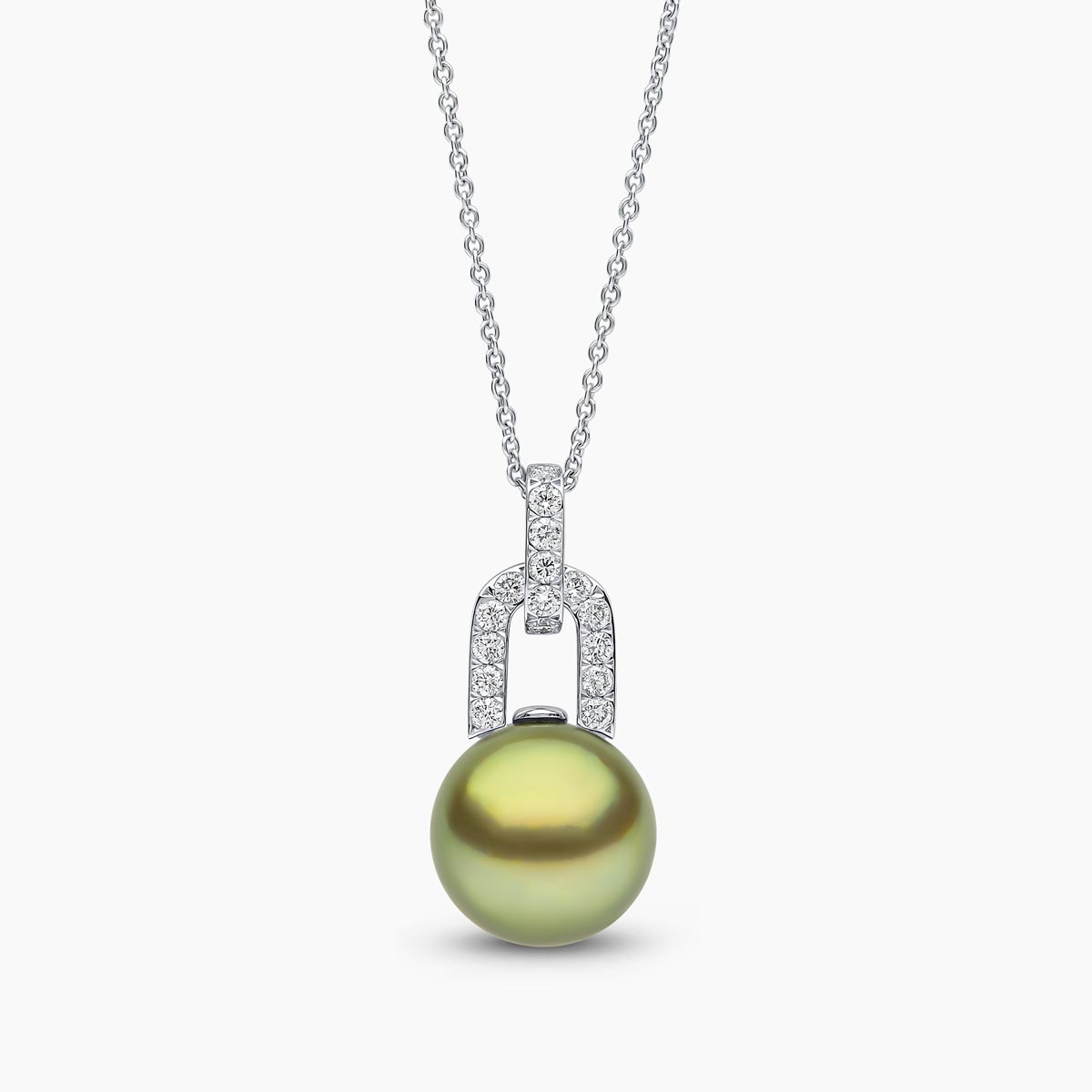 Jazz 18K Gold Pearl and Diamond Link Pendant