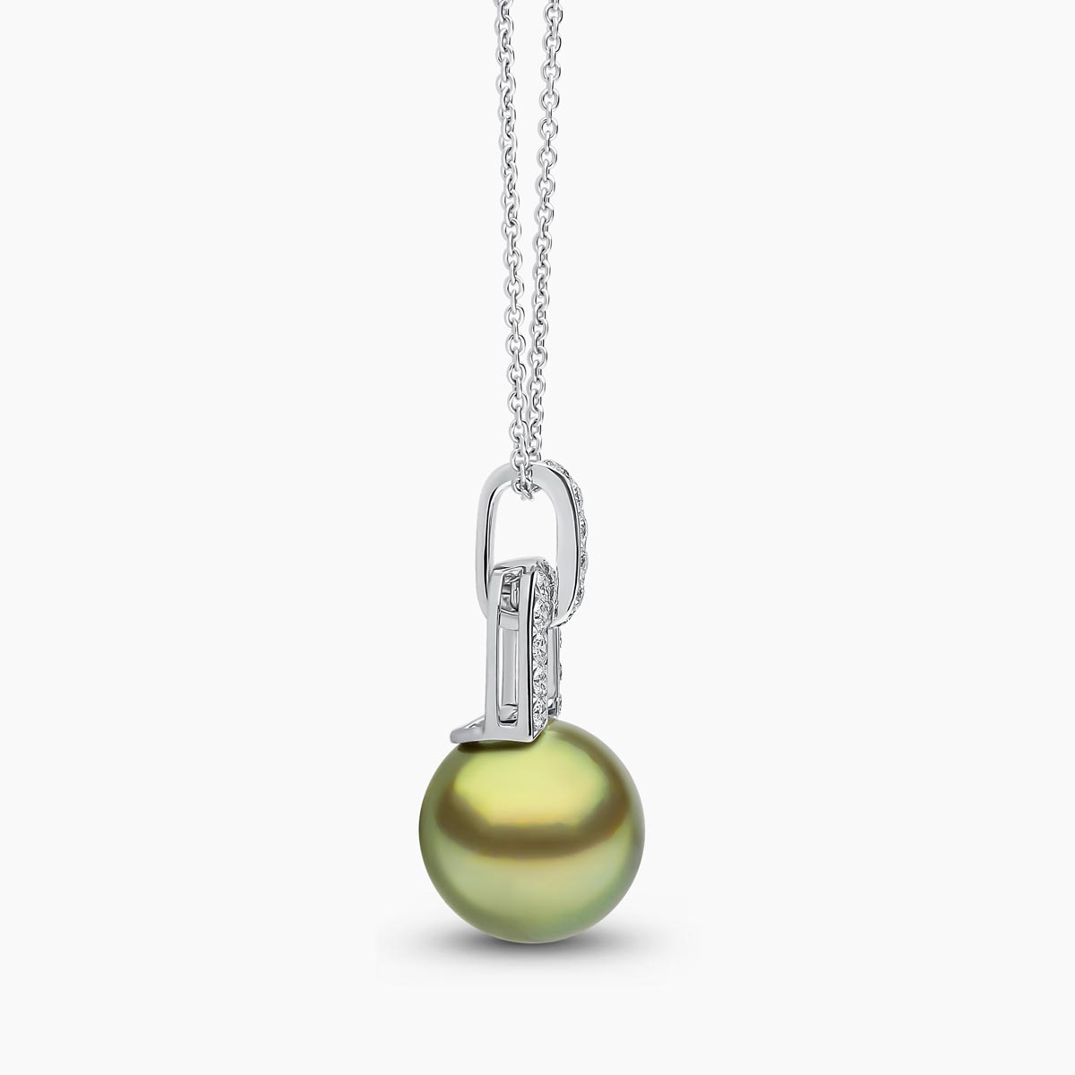 Jazz 18K Gold Pearl and Diamond Link Pendant