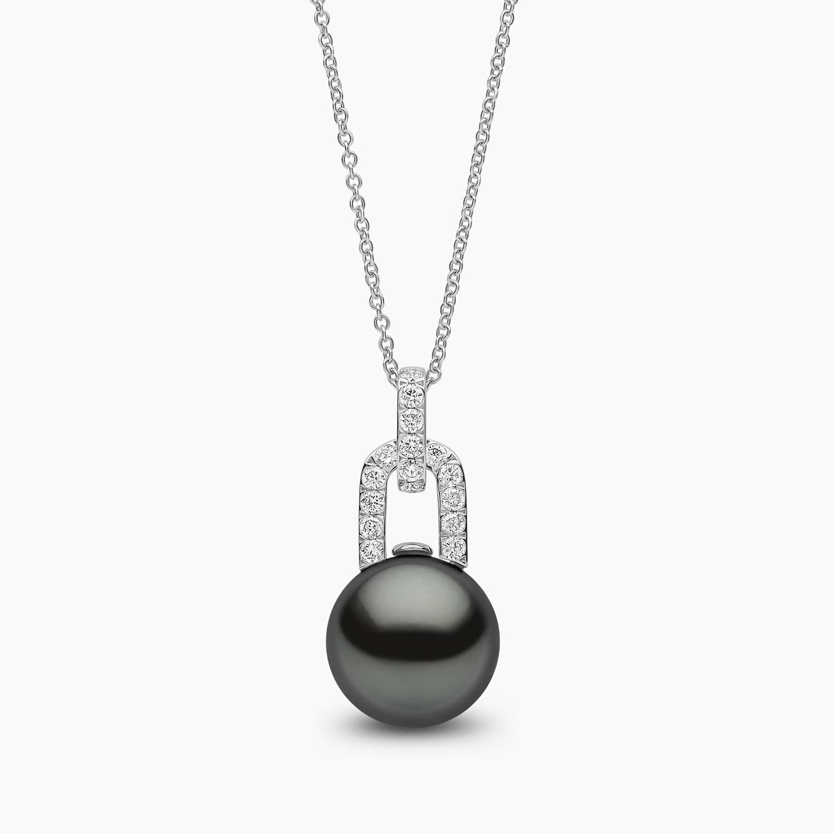 Jazz 18K Gold Pearl and Diamond Link Pendant