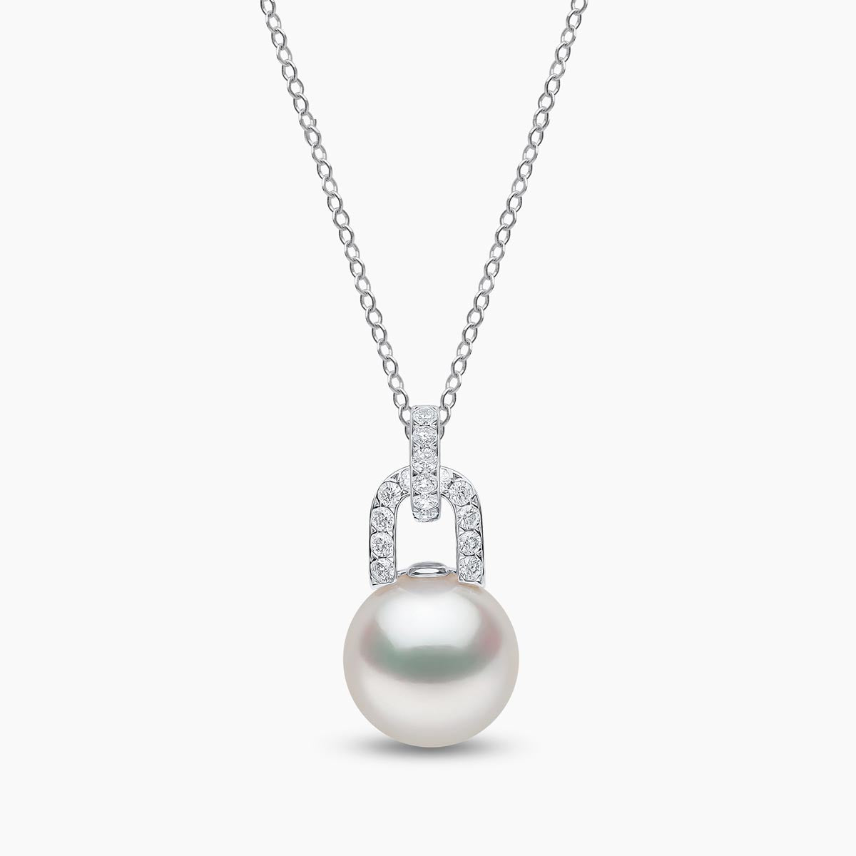 Jazz 18K Gold Pearl and Diamond Link Pendant