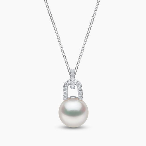 Jazz 18K Gold Pearl and Diamond Link Pendant
