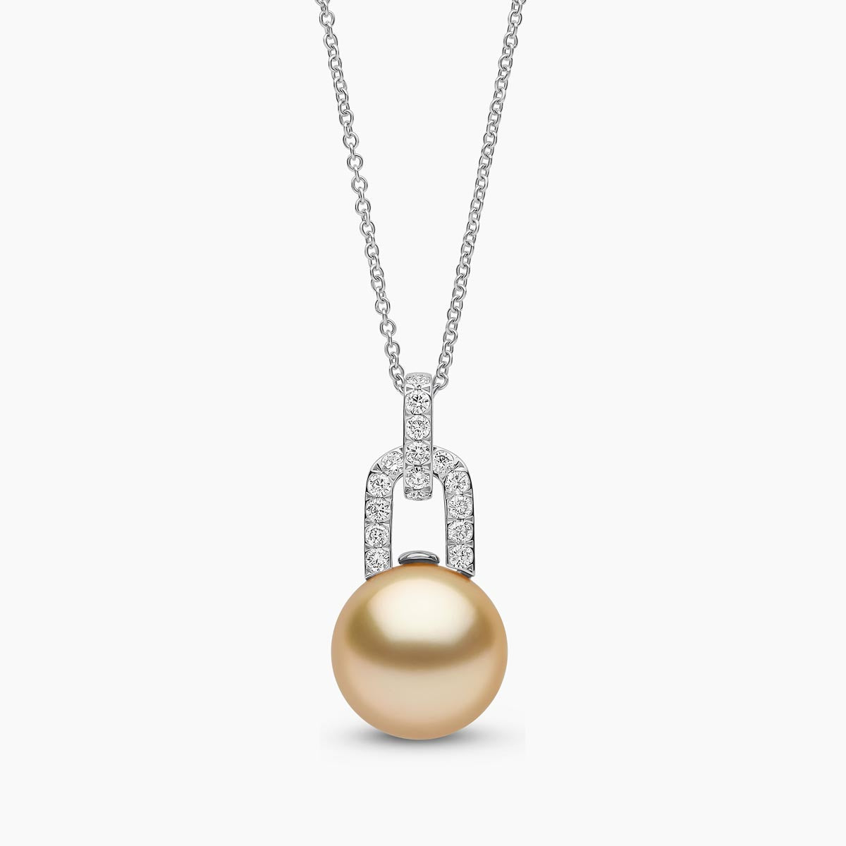 Jazz 18K Gold Pearl and Diamond Link Pendant