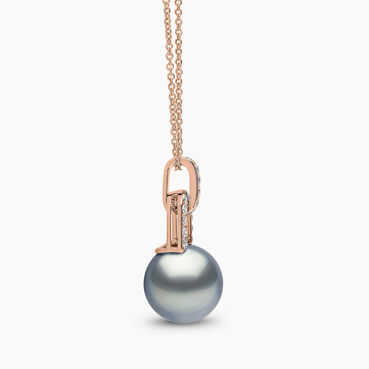 Jazz 18K Gold Pearl and Diamond Link Pendant