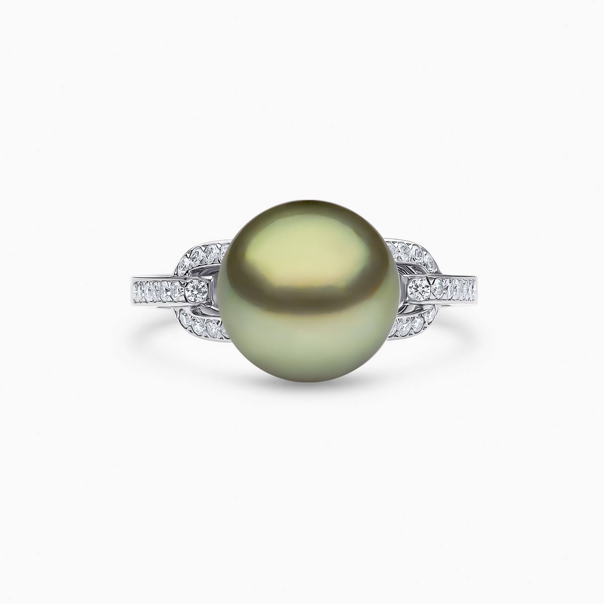 Jazz 18K Gold Pearl and Diamond Link Ring