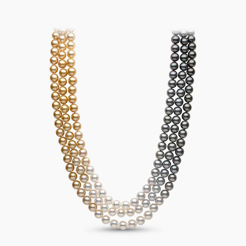 OmbrÃƒ© 18K Gold Tahitian and Mixed Pearl Triple Row Necklace