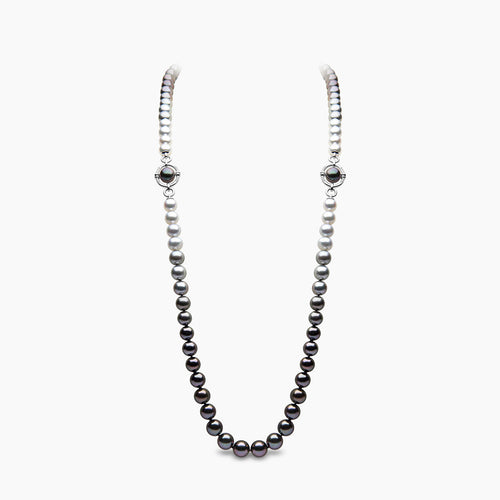 Ombré 18K Gold Tahitian and South Sea Pearl and Diamond Motif Necklace