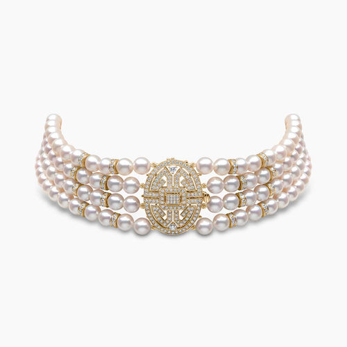 Yellow Gold / White Japanese Akoya 