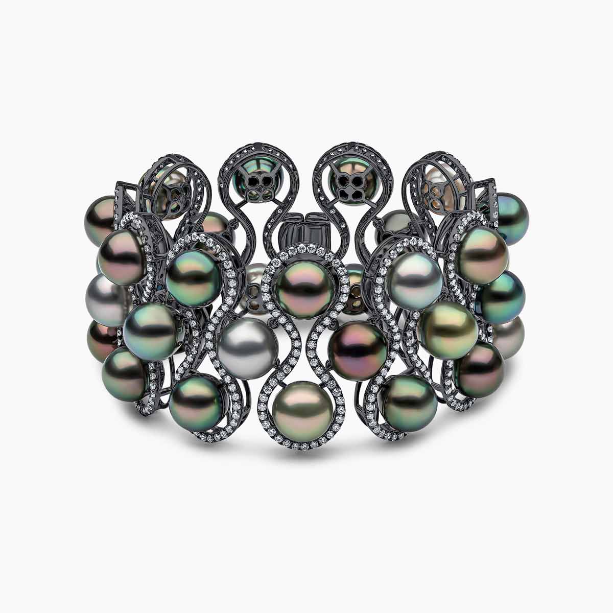 Duchess 18K Gold Multi Row Multi-Colour Tahitian Diamond Bracelet