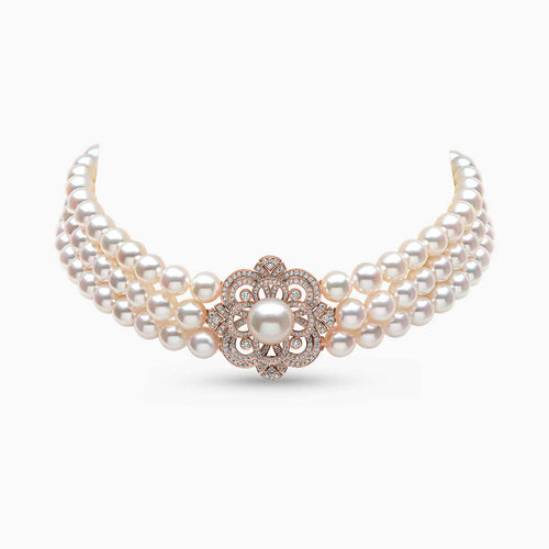 Rose Gold / White Japanese Akoya