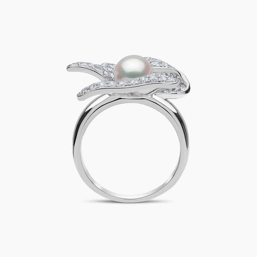 Contessa 18K Gold Akoya Pearl and Diamond Floral Ring