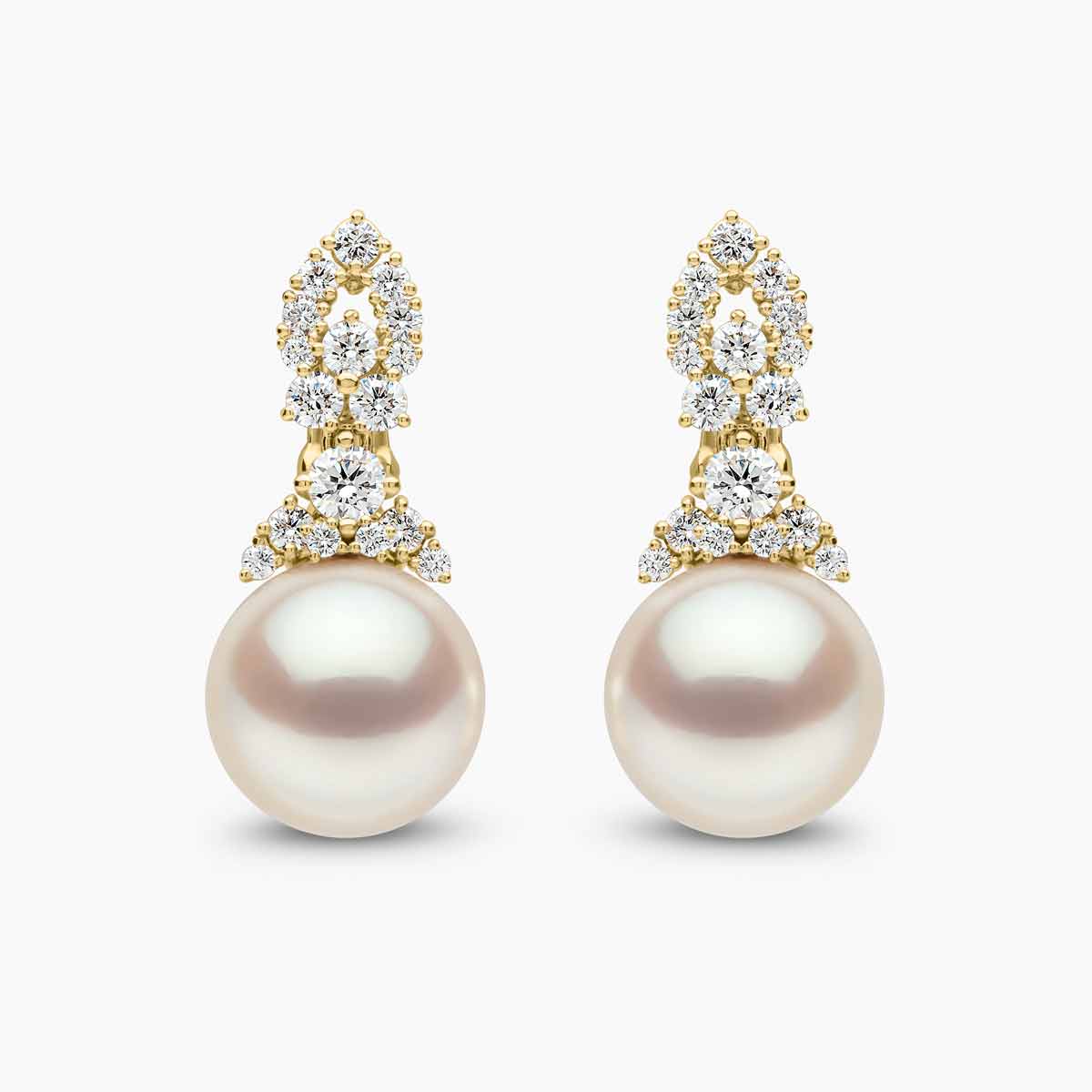 Duchess 18K Gold Pearl and Diamond Motif Earrings