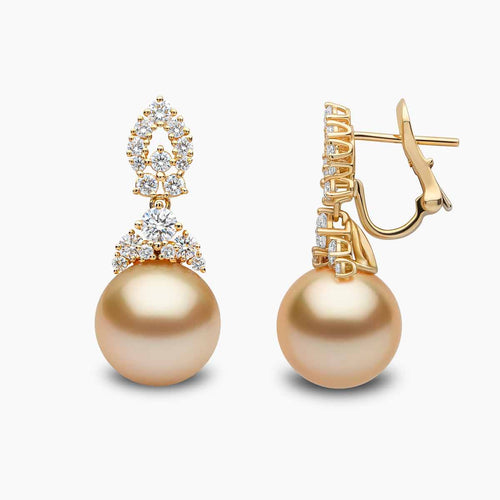 Duchess 18K Gold Pearl and Diamond Motif Earrings