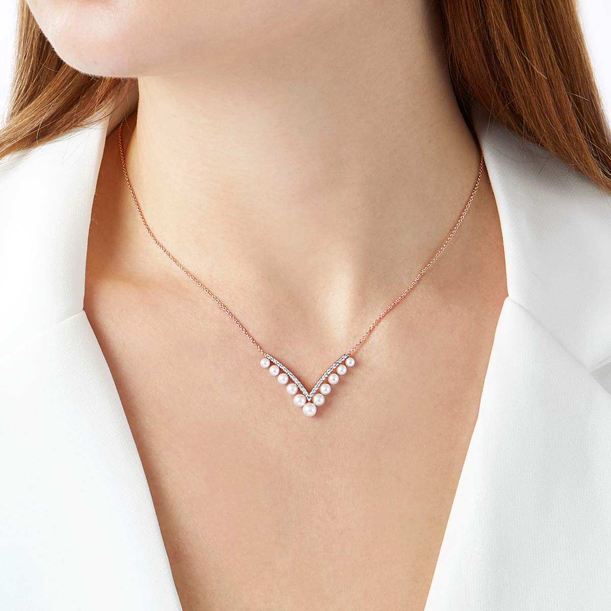 Rose Gold / White Japanese Akoya