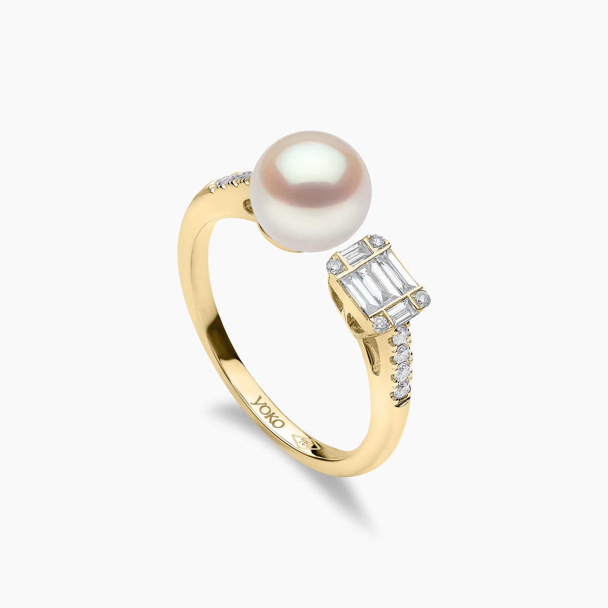 Starlight 18K Gold Pearl and Diamond Horizon Ring