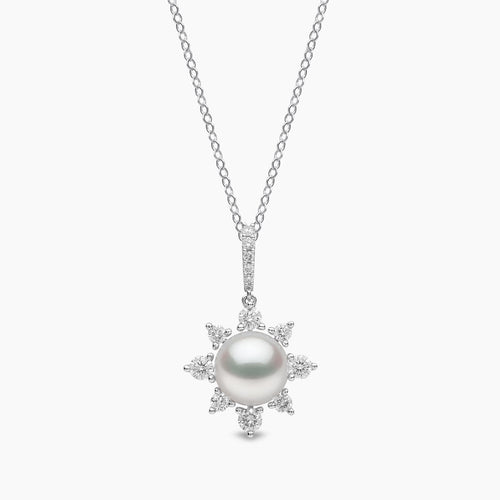 Trend 18K Gold Freshwater Pearl and Diamond Star Pendant