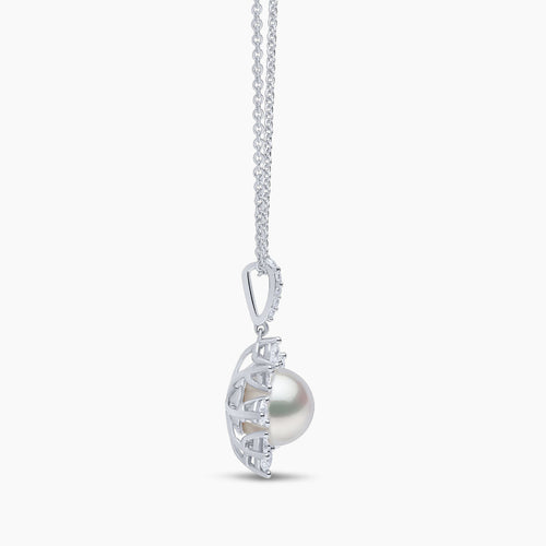 Trend 18K Gold Freshwater Pearl and Diamond Star Pendant