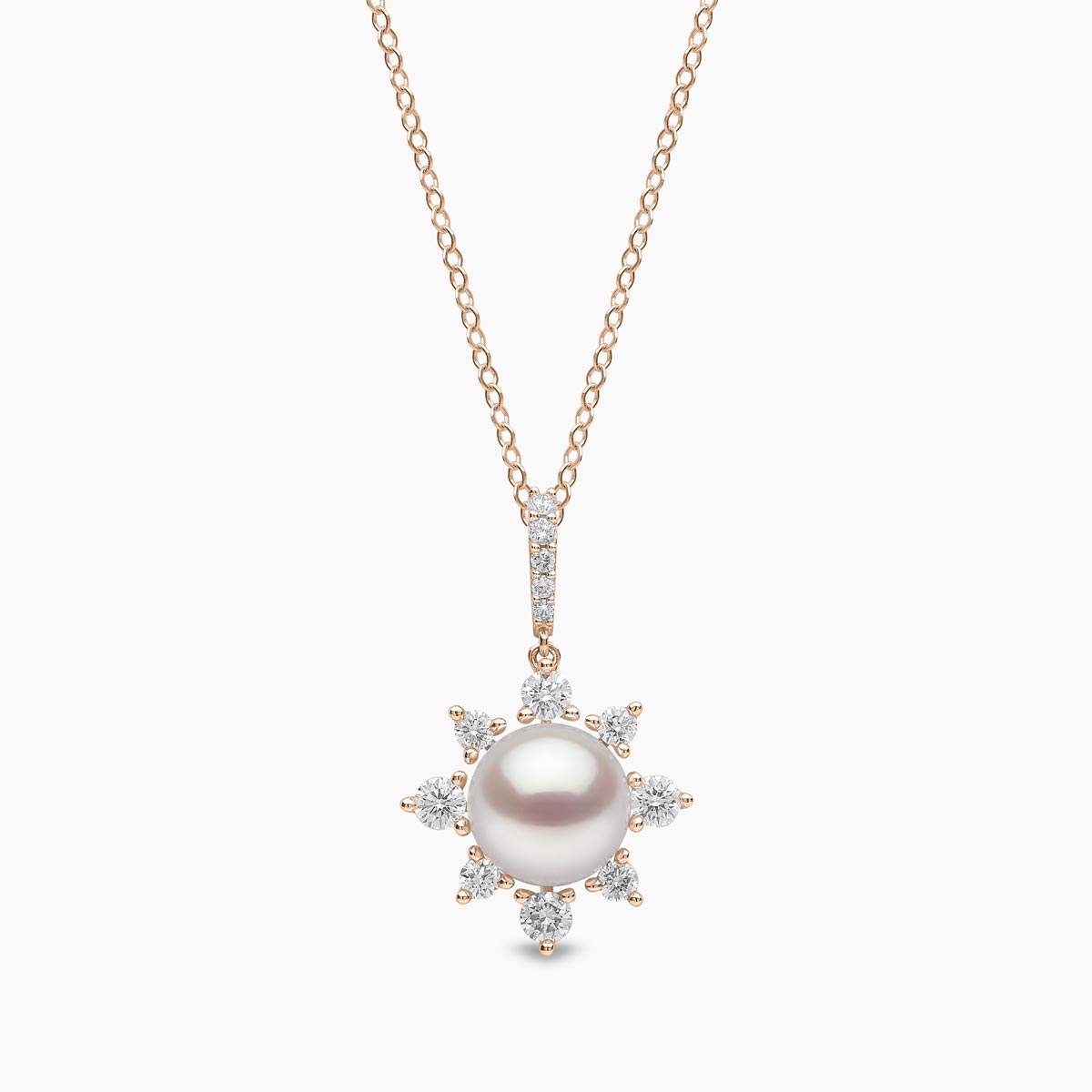Trend 18K Gold Freshwater Pearl and Diamond Star Pendant