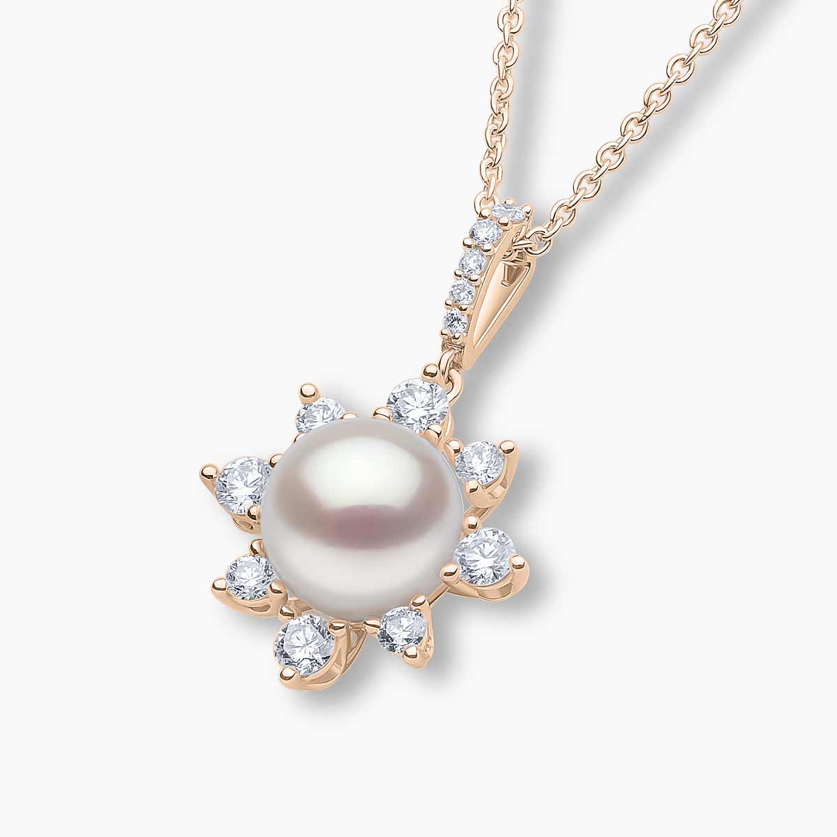 Trend 18K Gold Freshwater Pearl and Diamond Star Pendant