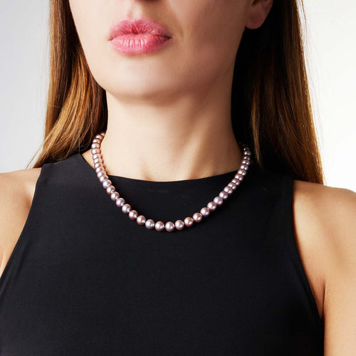 Yellow Gold / Pink Freshwater / 7mm