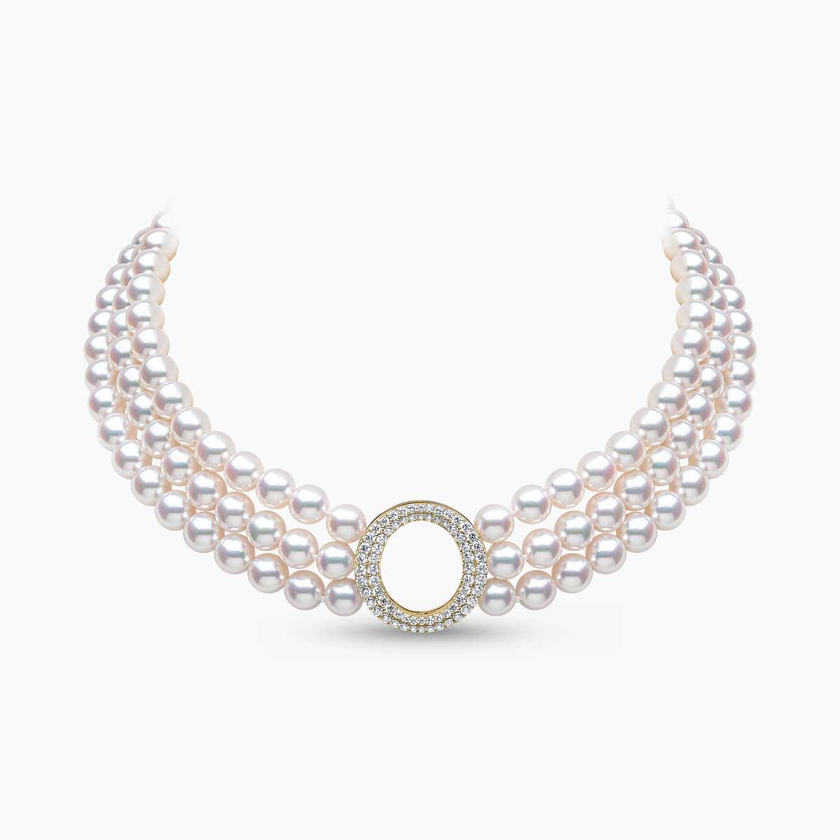 White Japanese Akoya / Yellow Gold