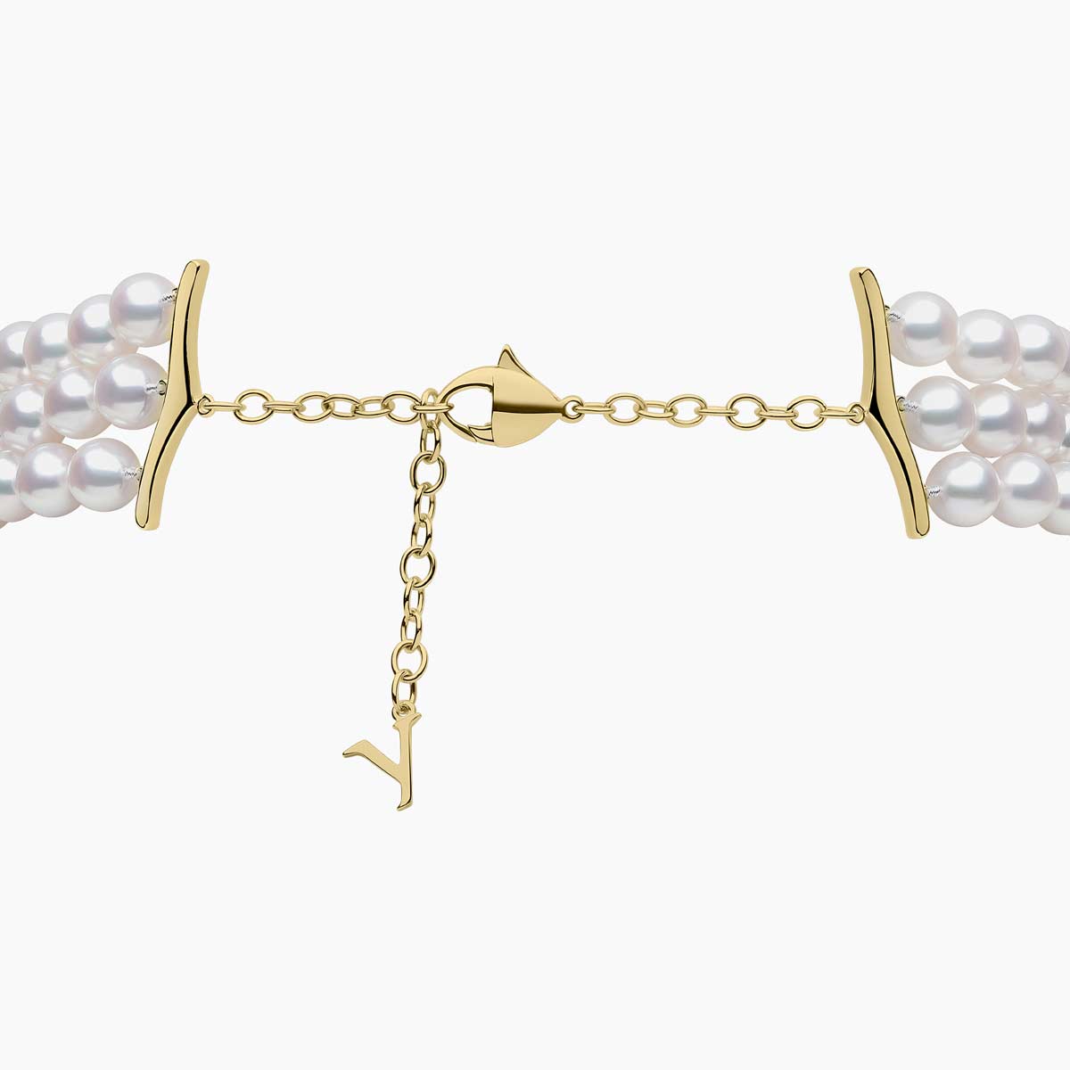 White Japanese Akoya / Yellow Gold