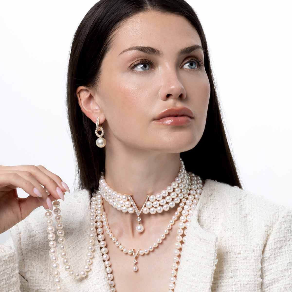 Rose Gold / White Japanese Akoya